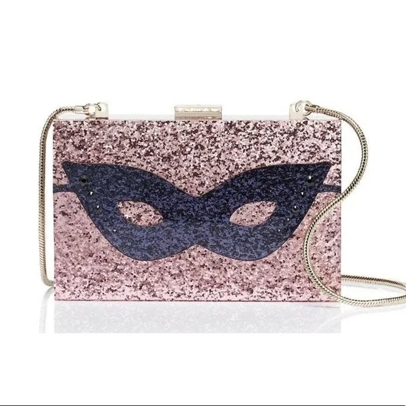 Kate Spade Glitter Dress the Part Mask Clutch